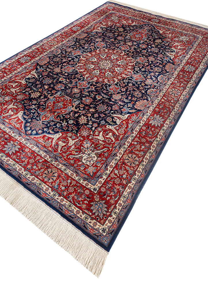 aalam blue wool hand knotted Rug - FoldShot