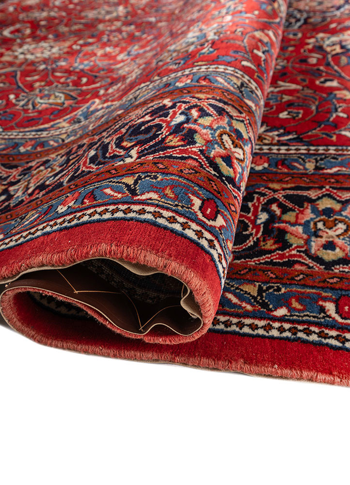 aalam red and orange wool hand knotted Rug - FoldShot aalam red and orange wool hand knotted Rug - FoldShot