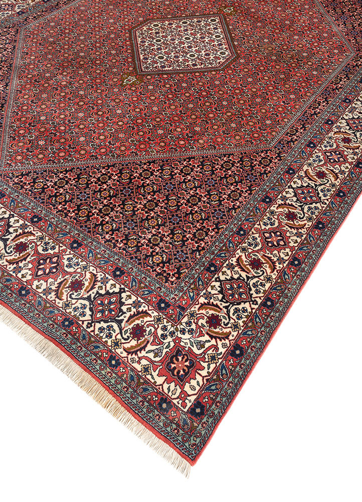 aalam red and orange wool hand knotted Rug - FoldShot aalam red and orange wool hand knotted Rug - FoldShot
