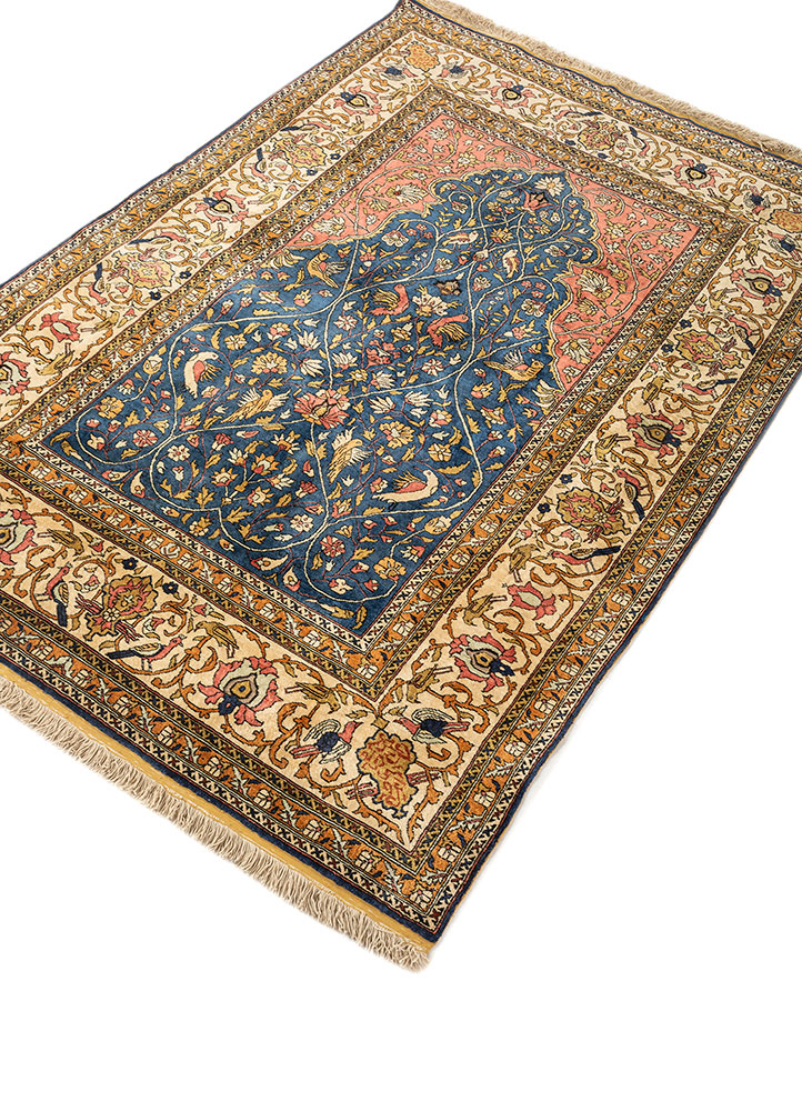 Gulmarg Red and Orange Hand Knotted Bamboo Silk RugsPaem1186Jaipur