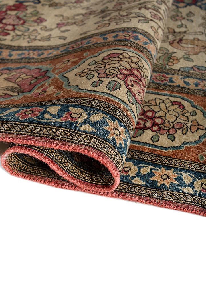aalam red and orange wool hand knotted Rug - FoldShot aalam red and orange wool hand knotted Rug - FoldShot