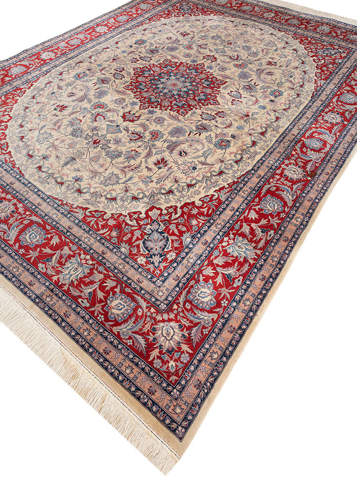 aalam red and orange wool hand knotted Rug - FoldShot