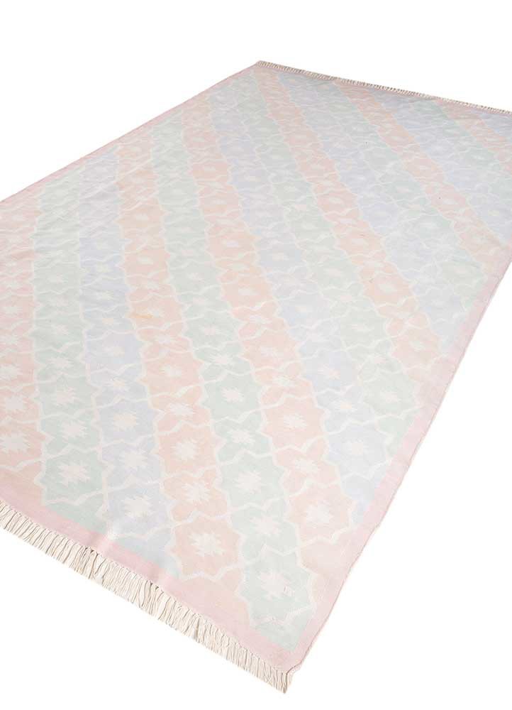 nayaab pink and purple cotton flat weaves Rug - FoldShot