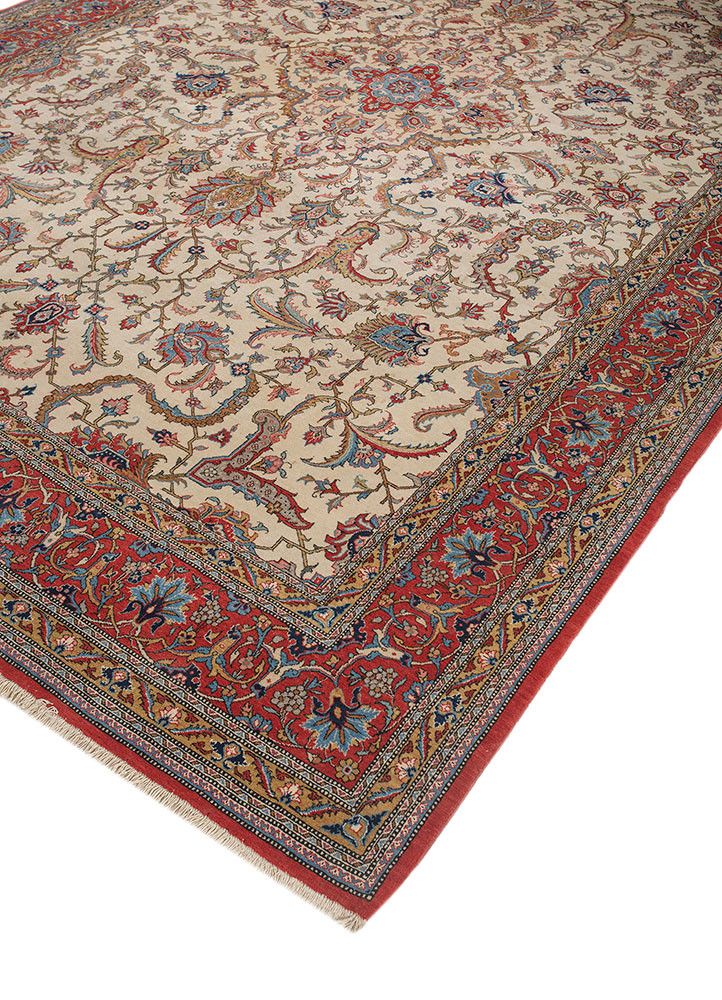 aalam ivory wool hand knotted Rug - FoldShot aalam ivory wool hand knotted Rug - FoldShot