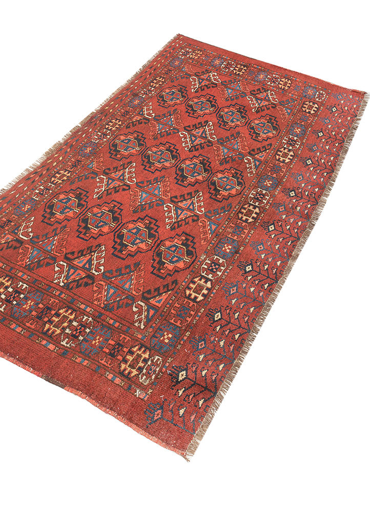 nuray red and orange wool hand knotted Rug - FoldShot