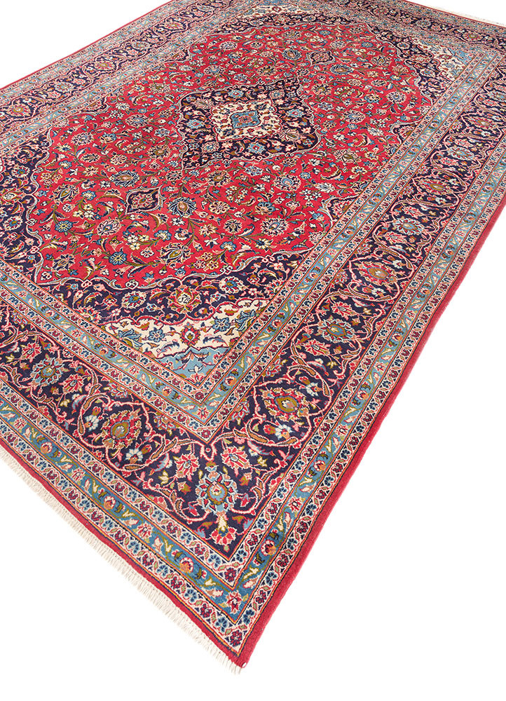aalam red and orange wool hand knotted Rug - FoldShot