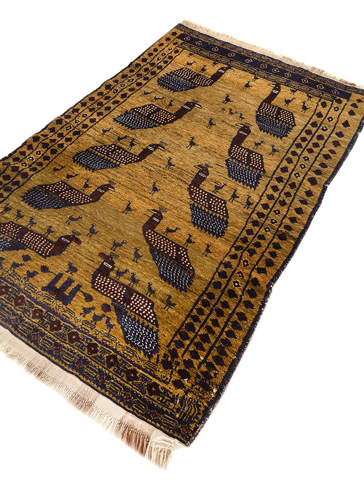 kiaan gold wool hand knotted Rug - FoldShot