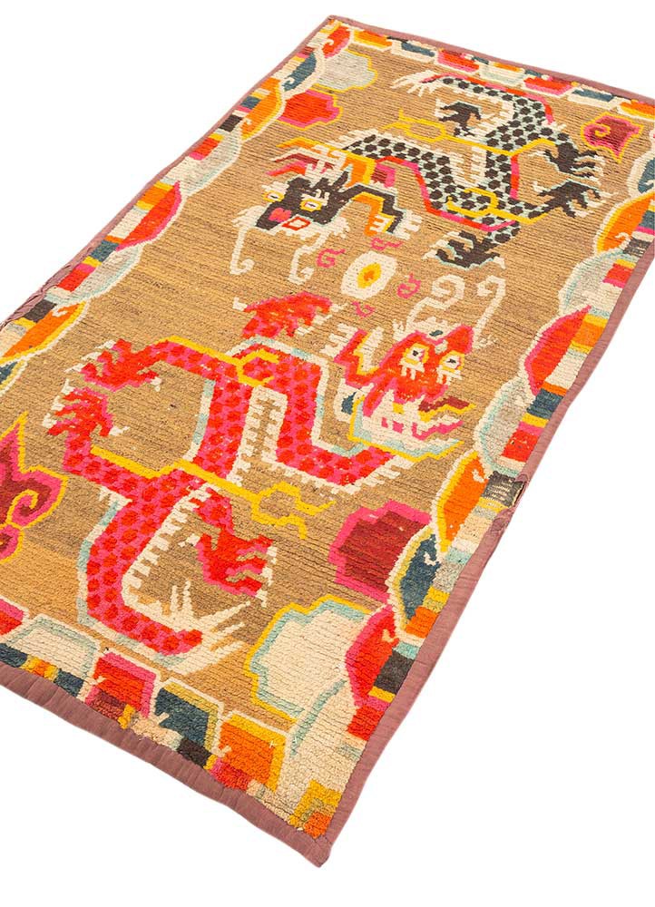 nayaab beige and brown wool flat weaves Rug - FoldShot