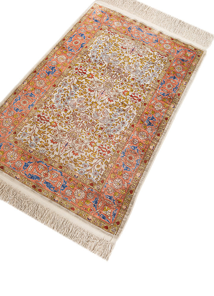 gulmarg ivory silk hand knotted Rug - FoldShot gulmarg ivory silk hand knotted Rug - FoldShot
