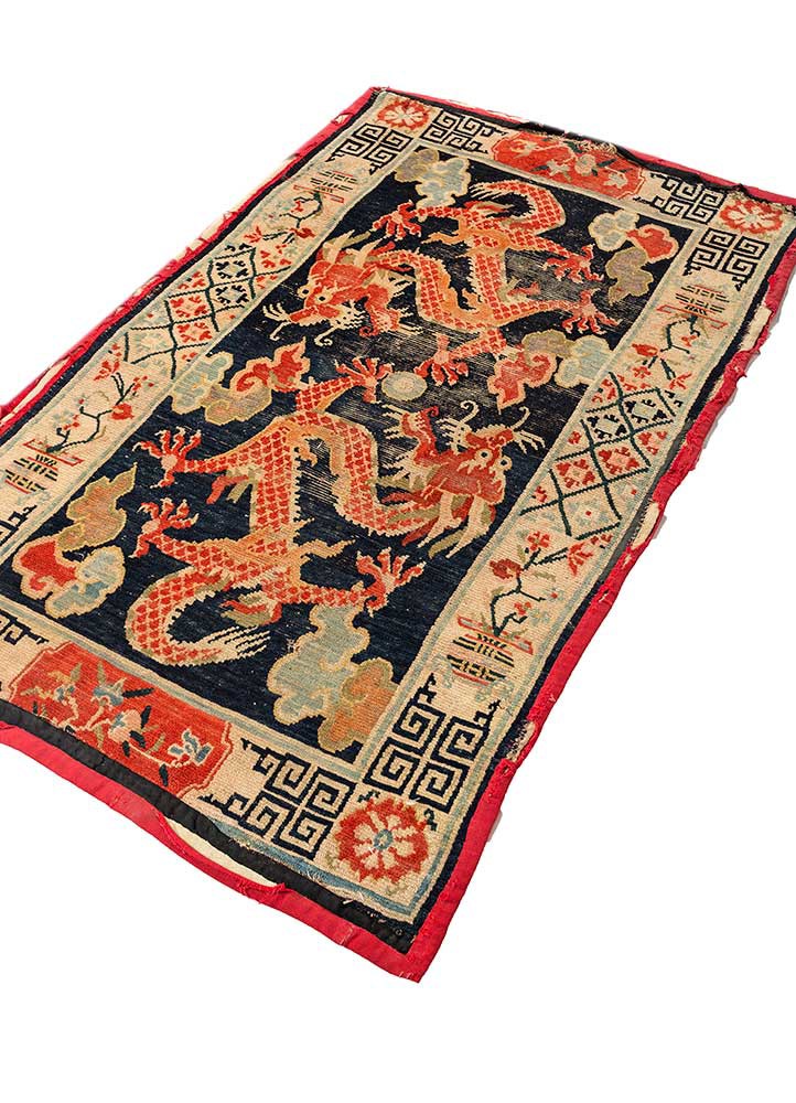 nayaab blue wool flat weaves Rug - FoldShot