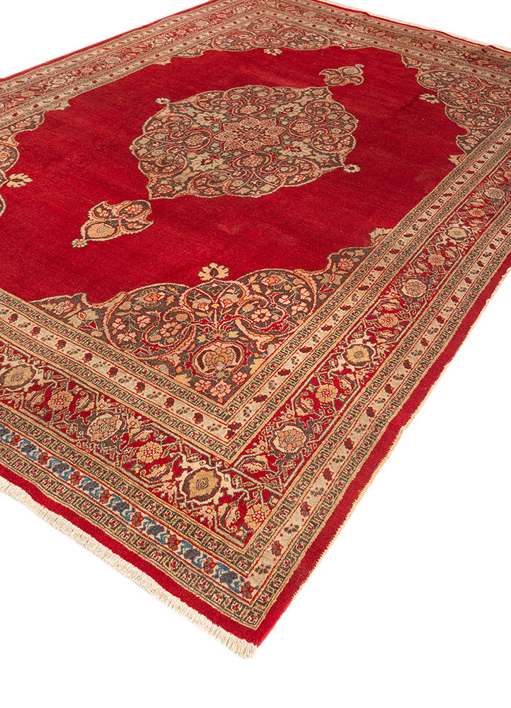aalam red and orange wool hand knotted Rug - FoldShot