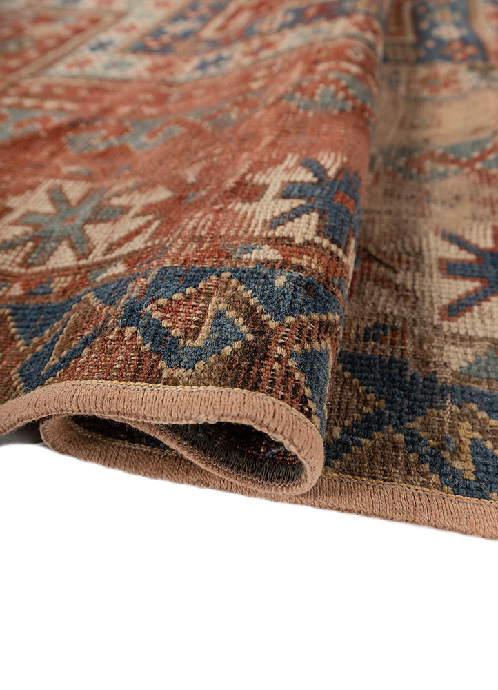 kiaan red and orange wool hand knotted Rug - FoldShot kiaan red and orange wool hand knotted Rug - FoldShot