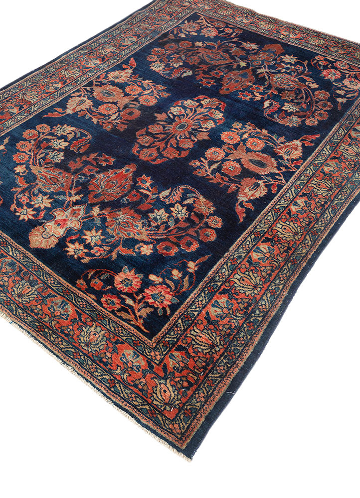 aalam blue wool hand knotted Rug - FoldShot