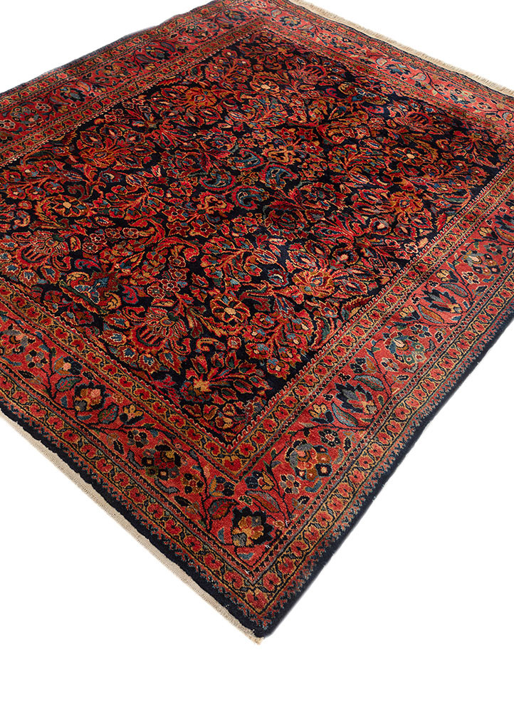 aalam blue wool hand knotted Rug - FoldShot