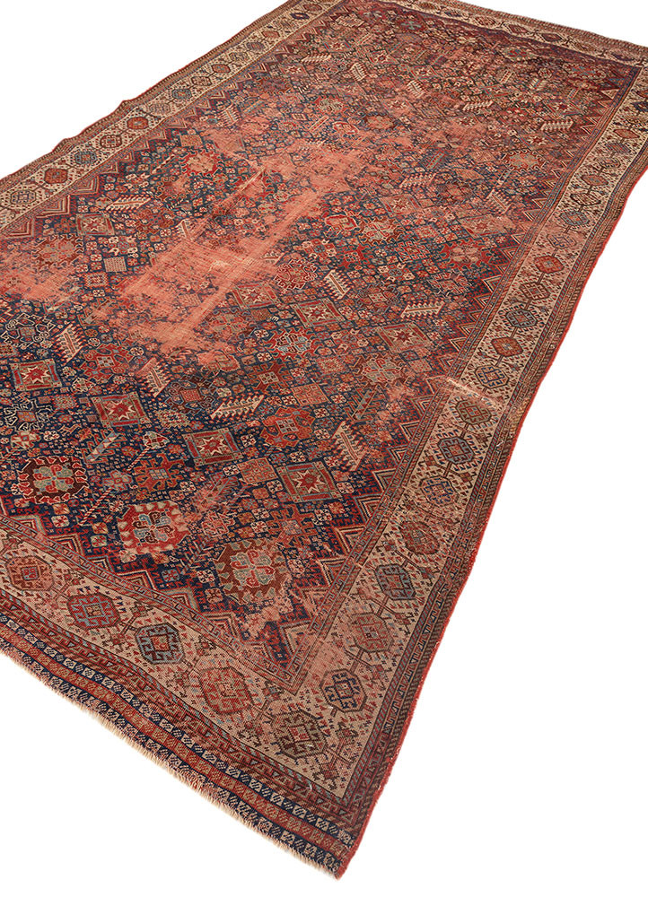 aalam red and orange wool flat weaves Rug - FoldShot