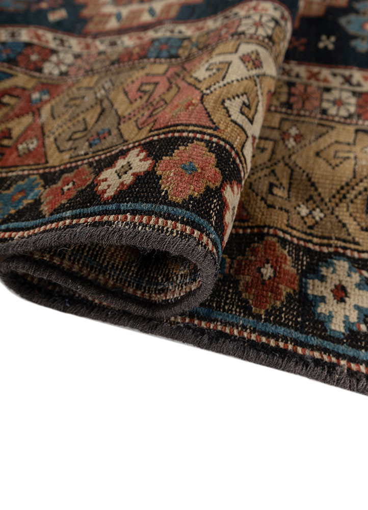 aalam blue wool flat weaves Rug - FoldShot aalam blue wool flat weaves Rug - FoldShot