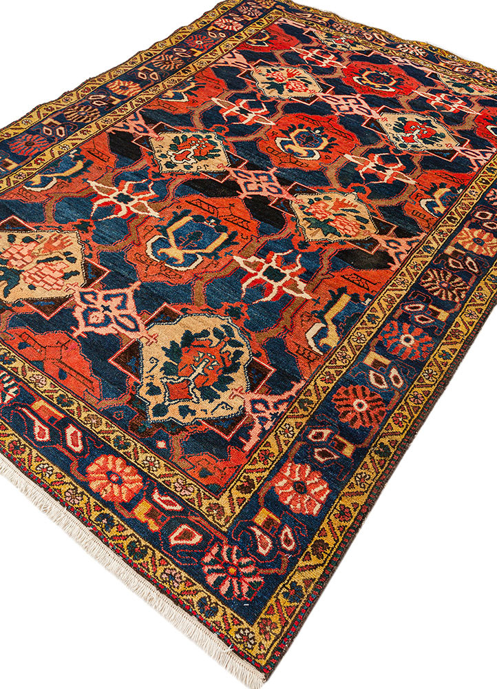 aalam blue wool hand knotted Rug - FoldShot