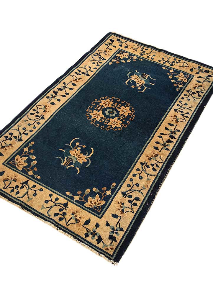 pechino blue wool hand knotted Rug - FoldShot