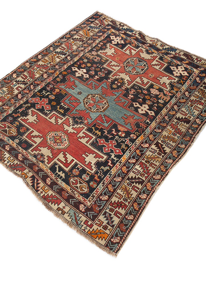 aalam red and orange wool flat weaves Rug - FoldShot