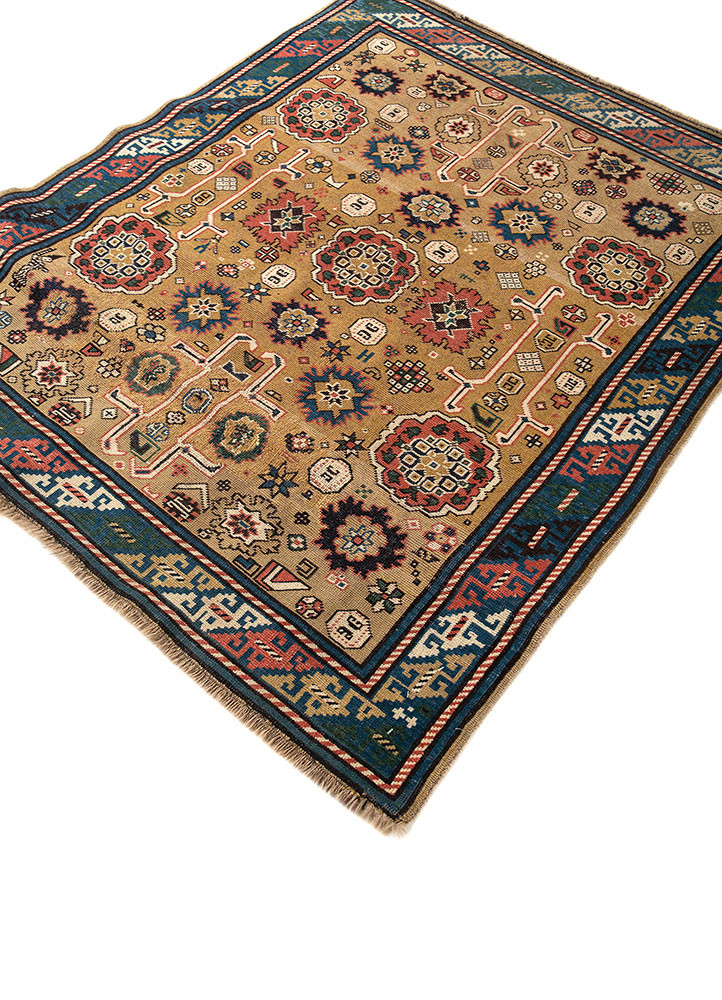 aalam beige and brown wool hand knotted Rug - FoldShot