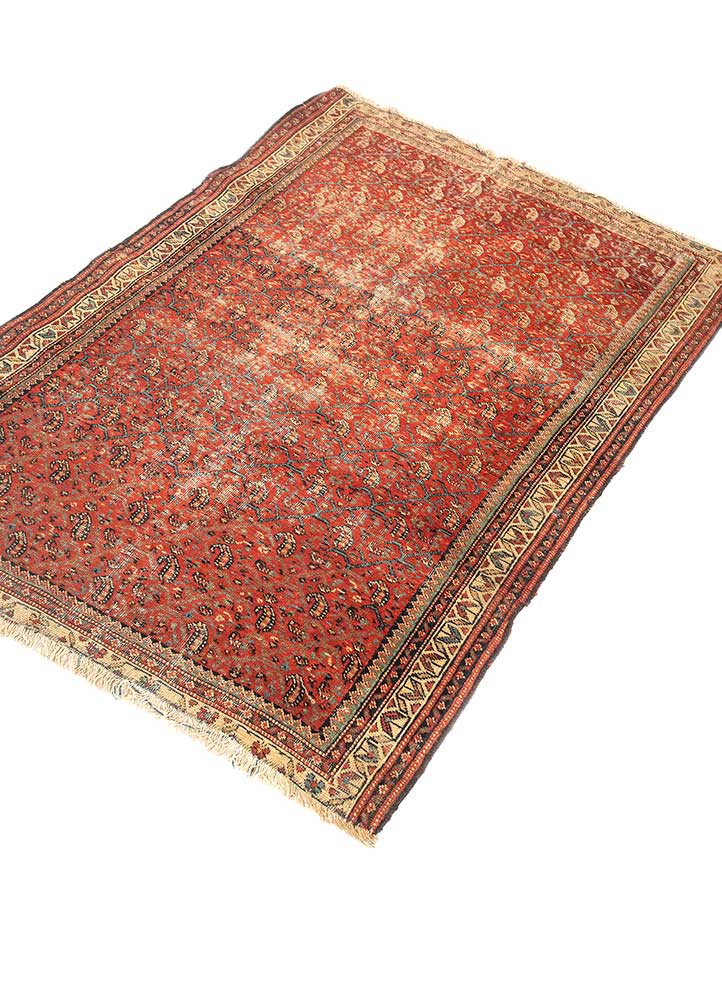 nayaab red and orange wool flat weaves Rug - FoldShot