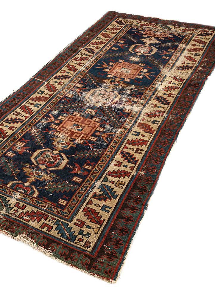 nayaab blue wool flat weaves Rug - FoldShot
