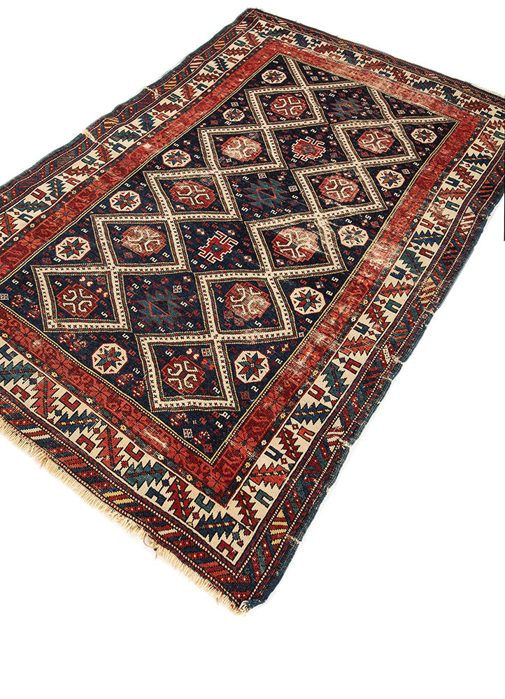 aalam blue wool flat weaves Rug - FoldShot aalam blue wool flat weaves Rug - FoldShot