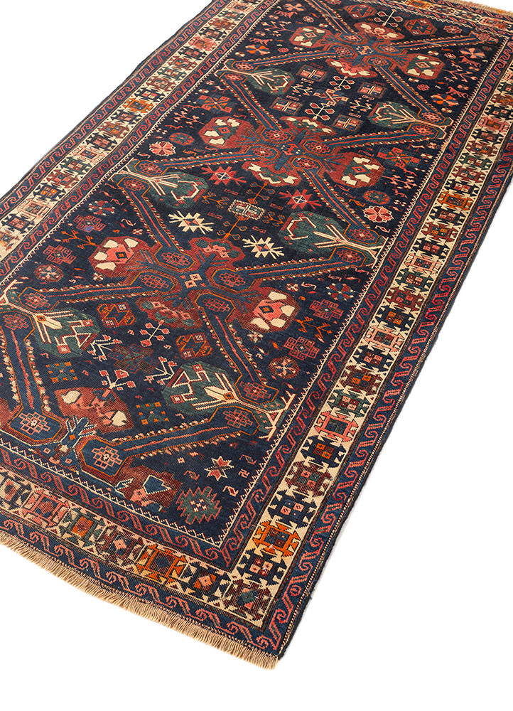 kiaan blue wool hand knotted Rug - FoldShot kiaan blue wool hand knotted Rug - FoldShot