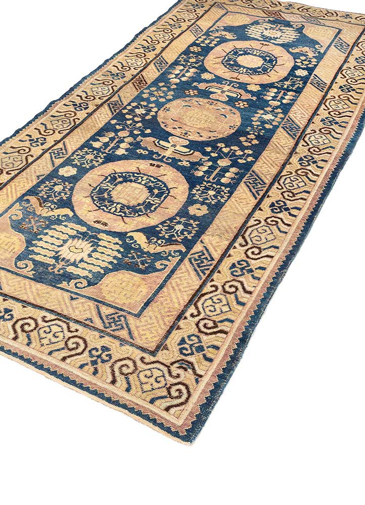 pechino blue wool hand knotted Rug - FoldShot