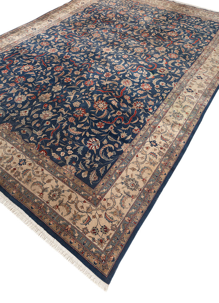 aalam blue wool hand knotted Rug - FoldShot aalam blue wool hand knotted Rug - FoldShot