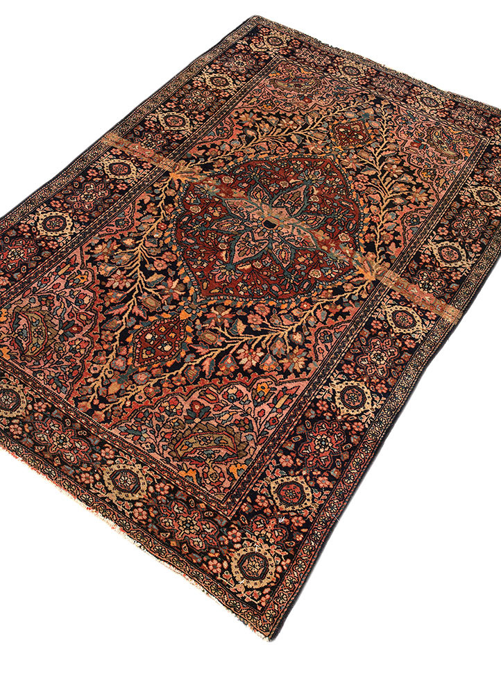 aalam blue wool hand knotted Rug - FoldShot aalam blue wool hand knotted Rug - FoldShot