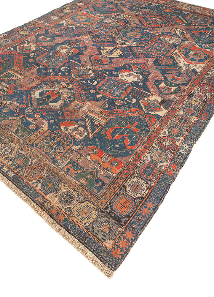 nayaab blue wool flat weaves Rug - FoldShot