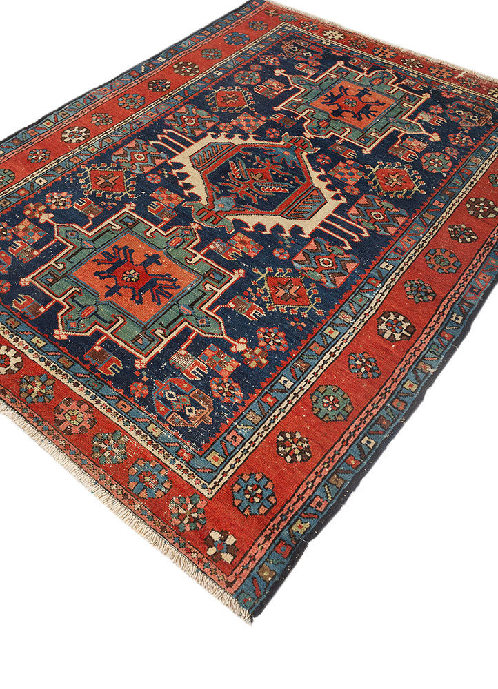 kiaan blue wool hand knotted Rug - FoldShot