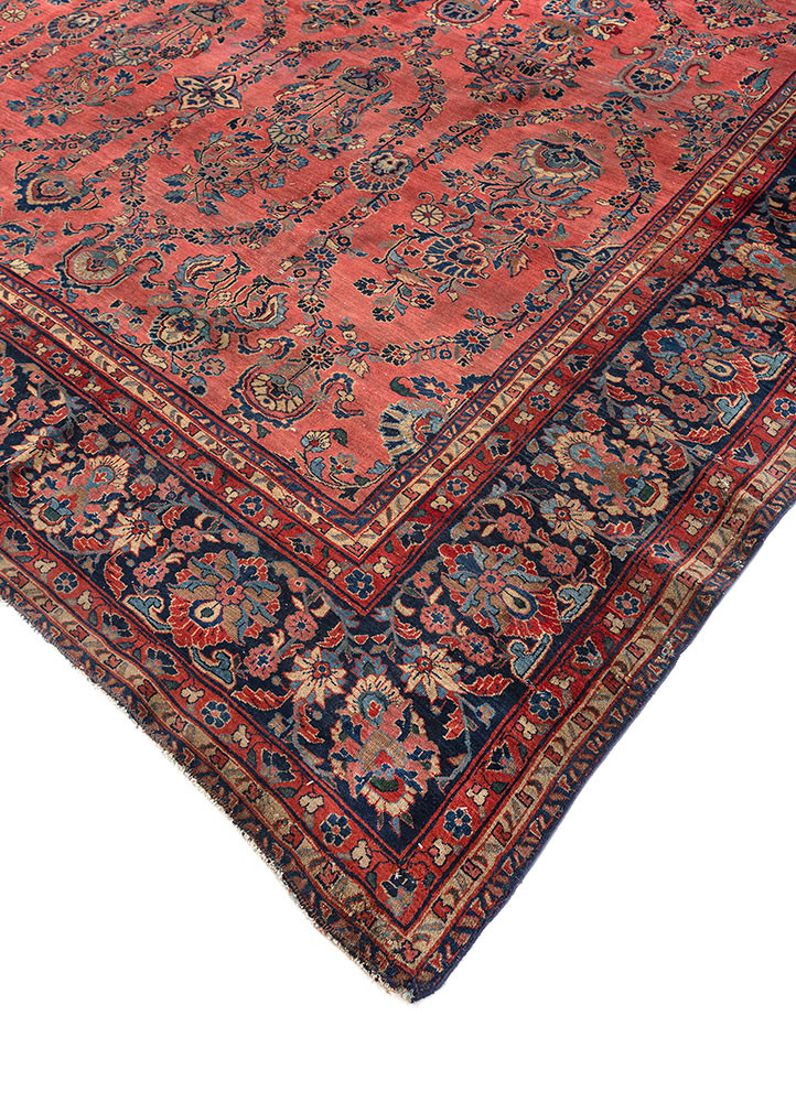 aalam red and orange wool hand knotted Rug - FoldShot aalam red and orange wool hand knotted Rug - FoldShot