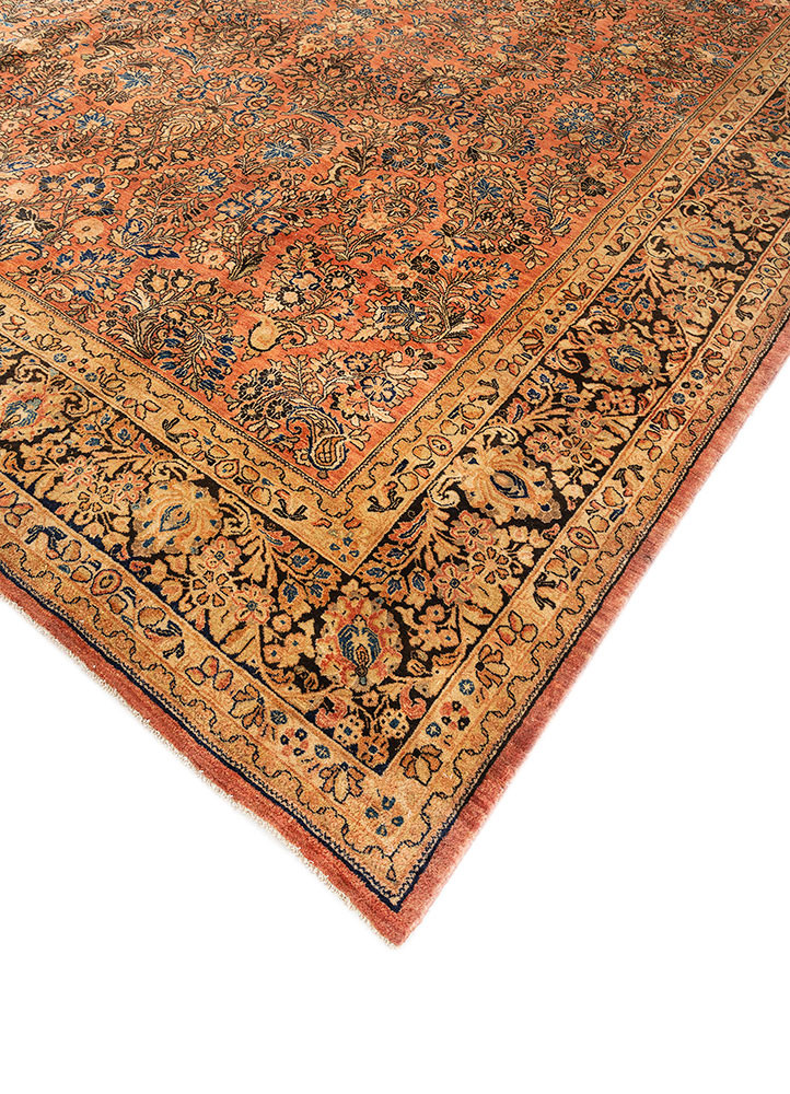 aalam red and orange wool hand knotted Rug - FoldShot aalam red and orange wool hand knotted Rug - FoldShot