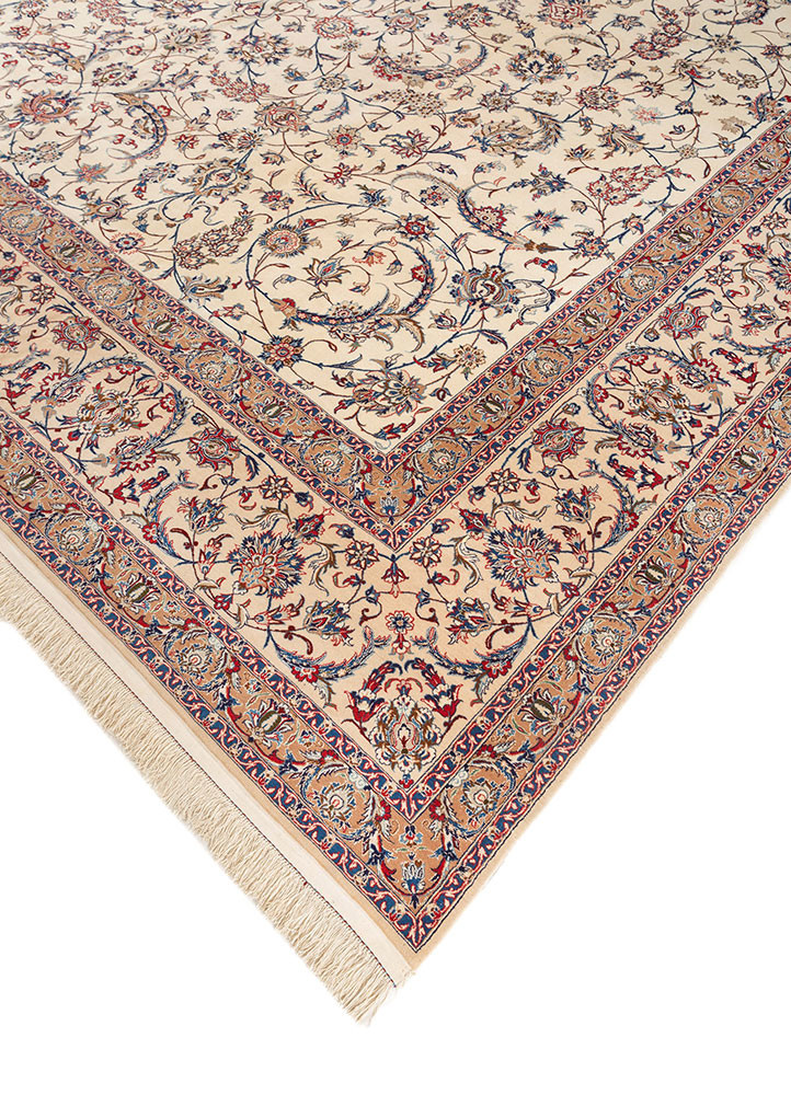 aalam ivory wool hand knotted Rug - FoldShot aalam ivory wool hand knotted Rug - FoldShot