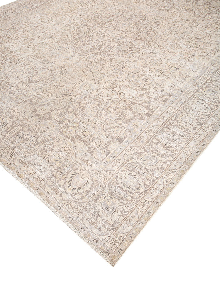 aalam beige and brown wool hand knotted Rug - FoldShot aalam beige and brown wool hand knotted Rug - FoldShot