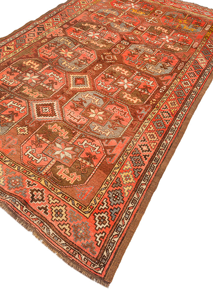 kiaan red and orange wool hand knotted Rug - FoldShot