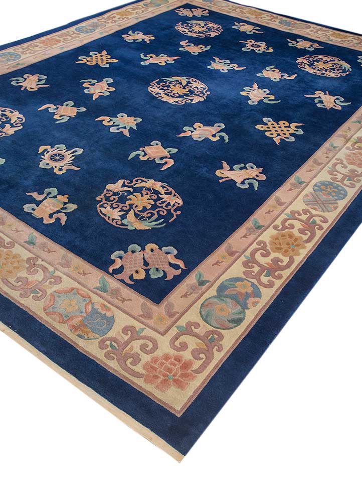 pechino blue wool hand knotted Rug - FoldShot