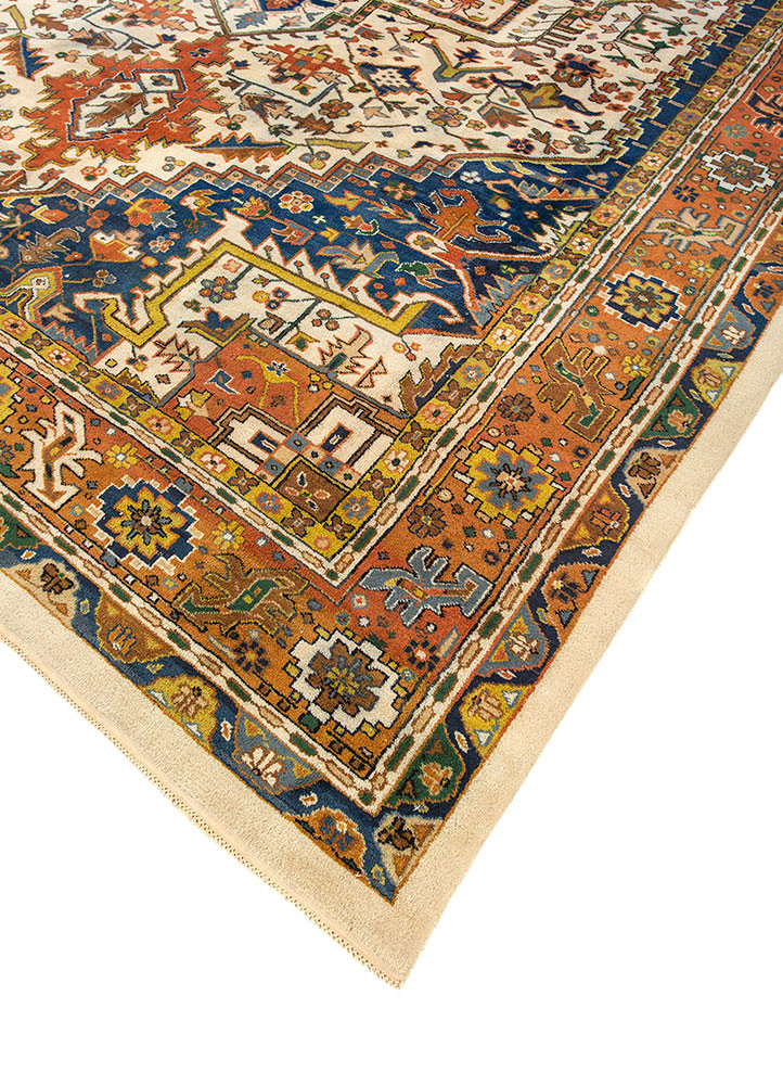 aalam ivory wool hand knotted Rug - FoldShot aalam ivory wool hand knotted Rug - FoldShot