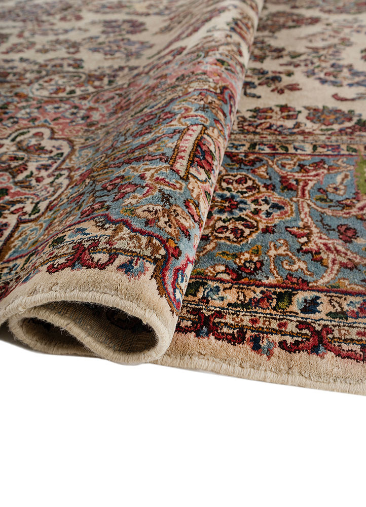 aalam ivory wool hand knotted Rug - FoldShot aalam ivory wool hand knotted Rug - FoldShot