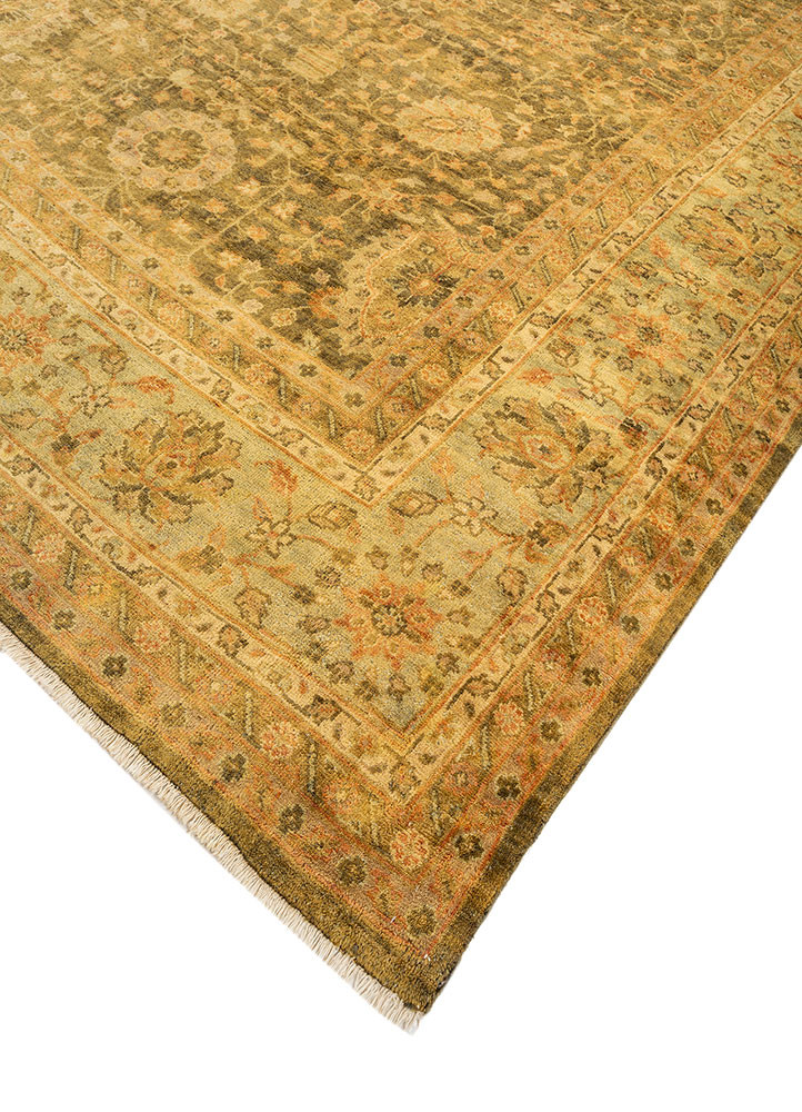 aalam green wool hand knotted Rug - FoldShot