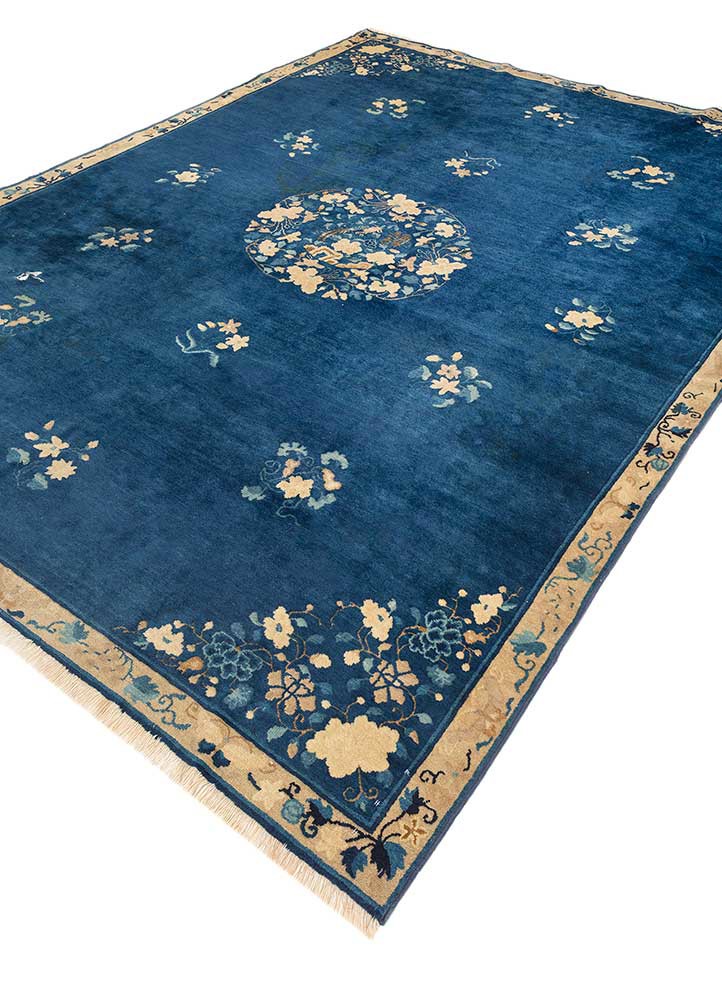 pechino blue wool hand knotted Rug - FoldShot