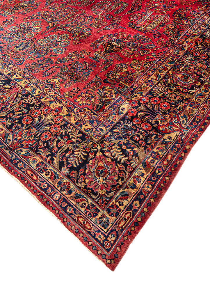 aalam pink and purple wool hand knotted Rug - FoldShot