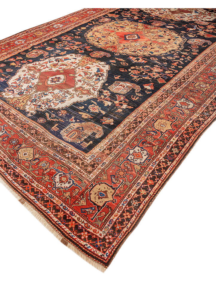 aalam blue wool hand knotted Rug - FoldShot aalam blue wool hand knotted Rug - FoldShot
