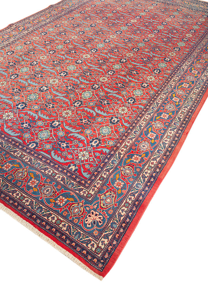 aalam red and orange wool hand knotted Rug - FoldShot aalam red and orange wool hand knotted Rug - FoldShot