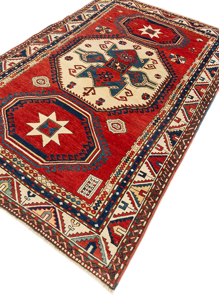 kiaan red and orange wool hand knotted Rug - FoldShot kiaan red and orange wool hand knotted Rug - FoldShot