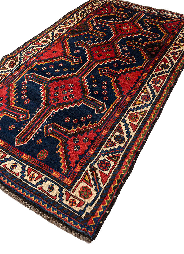 kiaan blue wool hand knotted Rug - FoldShot