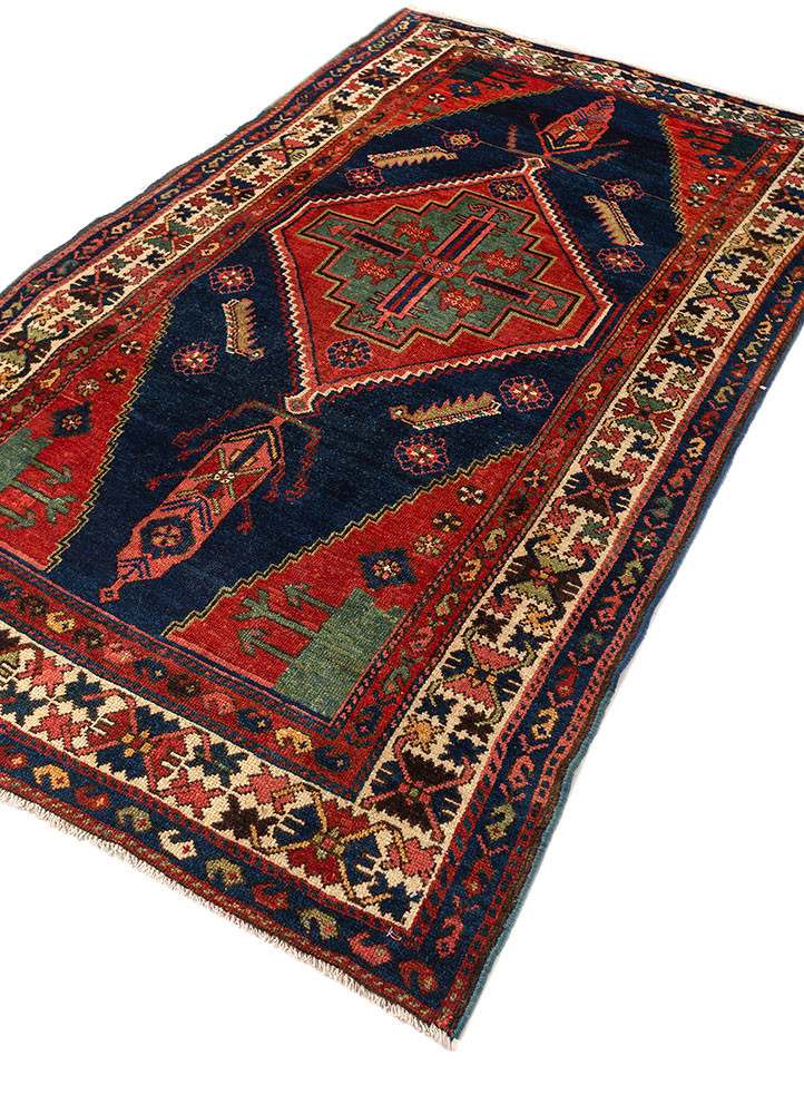 kiaan blue wool hand knotted Rug - FoldShot kiaan blue wool hand knotted Rug - FoldShot
