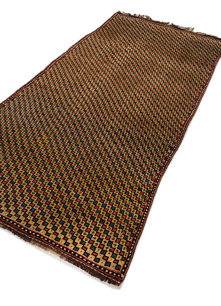 aalam red and orange wool hand knotted Rug - FoldShot aalam red and orange wool hand knotted Rug - FoldShot